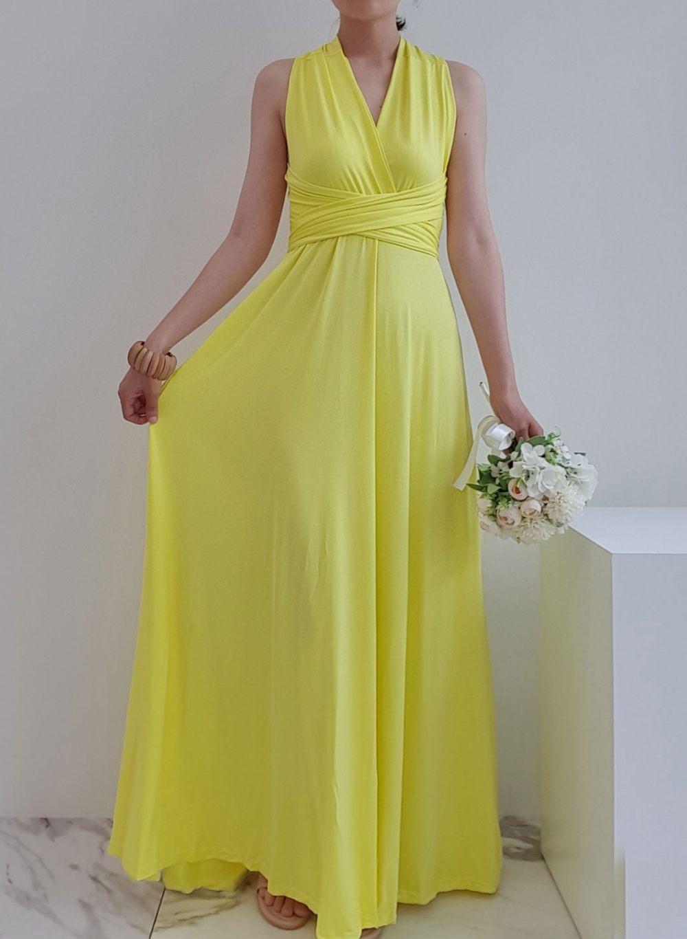 long dress yellow color image-S1L90
